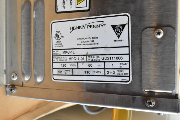 Henny Penny MPC-1L Stainless Steel Holding Bin. New in box. 110 Volts, 1 Phase. Model: MPC-1L, Serial No: GD2111006.
