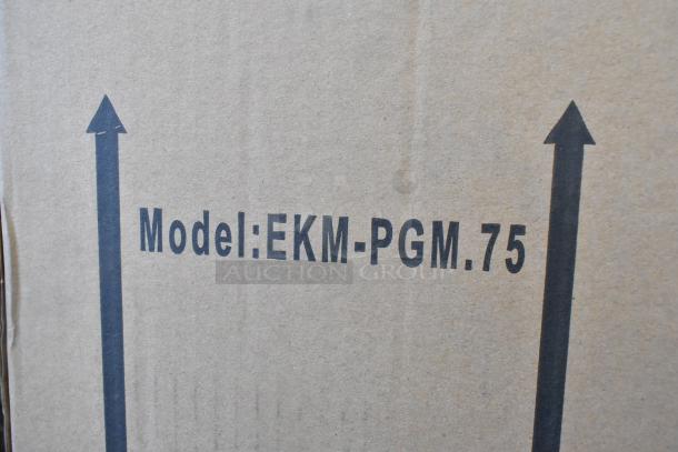 Brand new EKM Metering EKM-PGM.75 electric meters in box. Model label visible. Auction for four units.