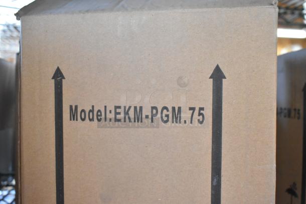 Brand new EKM Metering EKM-PGM.75 electric meters in sealed boxes. Model and arrows printed on box.