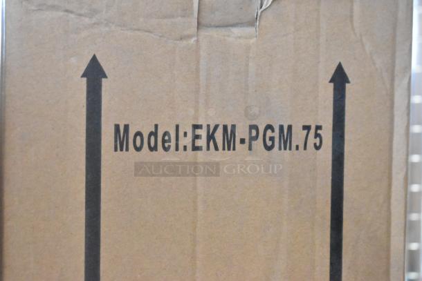 Brand new EKM Metering EKM-PGM.75 electric meter in sealed box. Model label visible. Four units available.