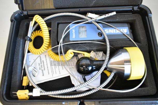 3 Atkins AquaTuff 351 thermometers in hard case, includes cables and documents. Model 351, excellent condition.