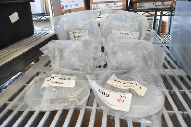 Four brand new MobileMark LTM-PMK heavy-duty pole/wall mounting brackets in packaging. Quantity: 4. Item 206.