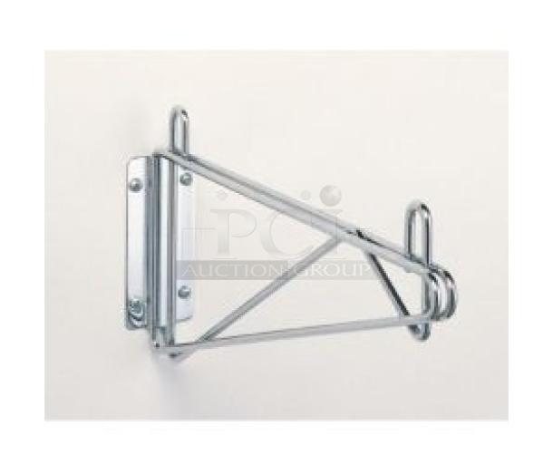 Chrome-plated Metro 1WD18C wall mount shelf support, 18" single design. Brand new in box, enhances storage efficiency.