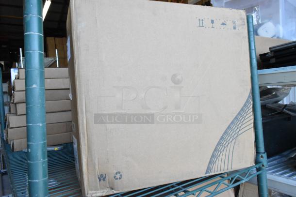 New NVR502A-16/16P-4KS2E Network Video Recorder in sealed box on a warehouse shelf.