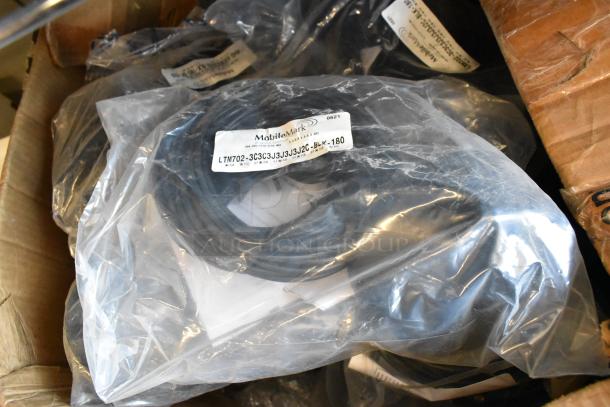 30 brand new Mobile Mark LTM702-3C3C3J3J3J3J2C-BLK-180 wires in sealed packaging, ready for auction.