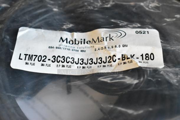 Brand new Mobile Mark LTM702 antennas, model LTM702-3C3C3J3J3J3J2C-BLK-180, with SMA plug connectors.