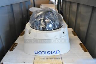 Brand new Avigilon 2.0C-H5A-D1-IR camera, in packaging, showing manufacturer's label.