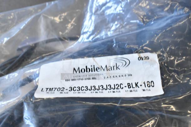 Brand new Mobile Mark wires in packaging, model LTM702-3C3C3J3J3J3J2C-BLK-180, frequencies 694-960/1710-3700 MHz.