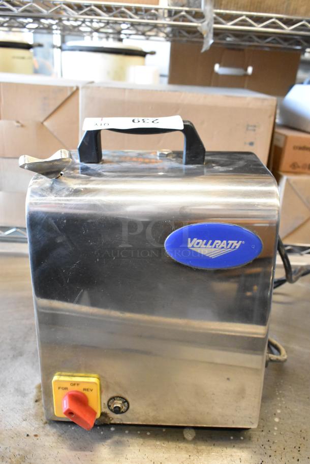 Vollrath MIN0012 stainless steel meat grinder base, model 40743, commercial grade, 110V, 1 phase. Used condition.