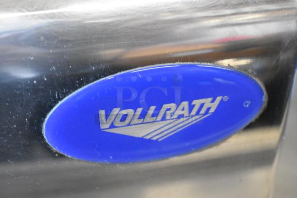 Vollrath MIN0012 40743 stainless steel countertop meat grinder base, 110V, 1 phase, featuring the Vollrath logo.