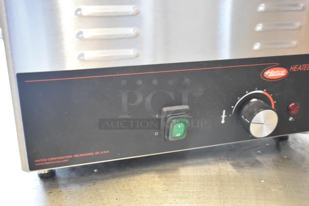 BRAND NEW Hatco HW-43 stainless steel commercial countertop food warmer, 120 volts, featuring control dial and power switch.