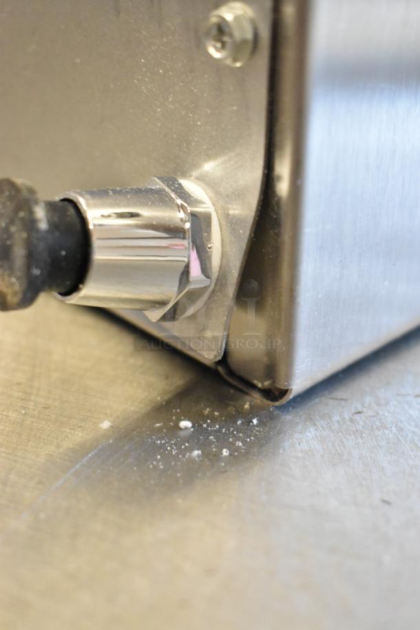 BRAND NEW Hatco HW-43 stainless steel food warmer, 120V, 1 phase. Close-up of connector on the unit's side.