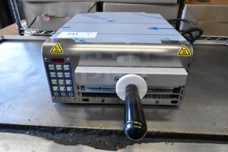 BRAND NEW Prince Castle 464-B toaster, 13-inch stainless steel, single chamber, front loader, 208-240V, 1 phase.