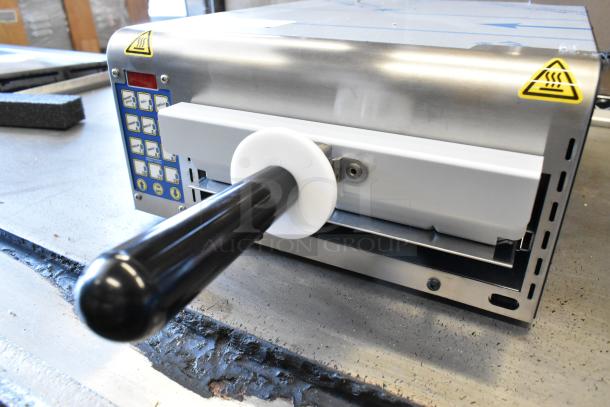 BRAND NEW Prince Castle 464-B 13" stainless steel toaster, single chamber, front loader, 208-240V, 1 phase.