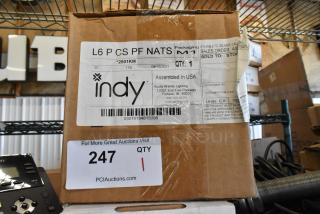 Box of Indy L6 P CS NATS lighting, brand new, assembled in USA, Acuity Brands Lighting label, PCI Auctions tag.