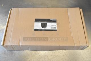 Box labeled StarTech 1U Cantilever Shelf, new condition. Includes five units as indicated.