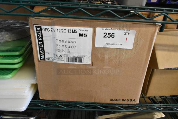 Brand new Reloc OnePass Fixture Cable OFC 277 12/2G 13 M5 in box. Labeled as quantity 5, made in USA.