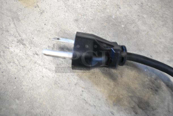 Image shows a power plug for the Star TSP100III receipt printer, compatible with 100-240V, 1 phase. Plug is black with two prongs.