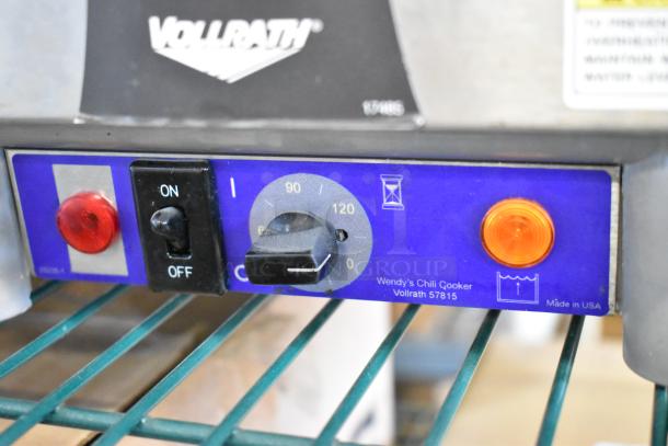 Vollrath Cayenne 58815 stainless steel commercial food warmer, 120 volts, with on/off switch and temperature dial. Made in USA.