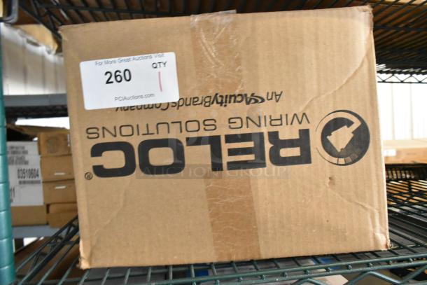 Brand new Reloc OFC 277 12/2G 13 M5 OnePass Fixture Cable in sealed box. Packaging intact with item and auction labels visible.