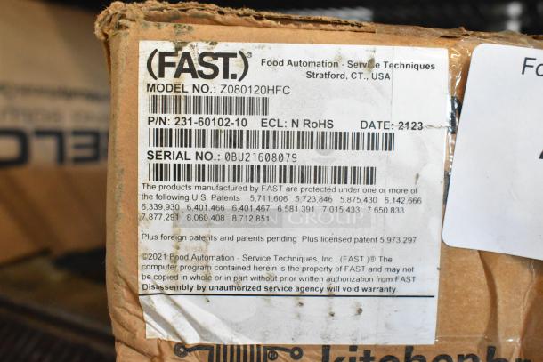 Brand new Fast Z080120HFC digital timer in original box. Model info and serial number visible on label. RoHS compliant.