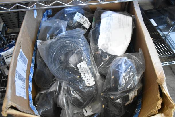 Box of 20 Mobile Mark LTM702-3C3C3J3J3J3J2C-BLK-180 wires, brand new, in sealed plastic bags. Labels indicating model details visible.