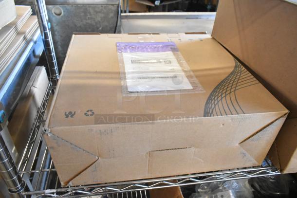 Four new items in box: Star TSP100III printer, Avigilon camera, Cradlepoint AER router. Tags indicate shipping details.