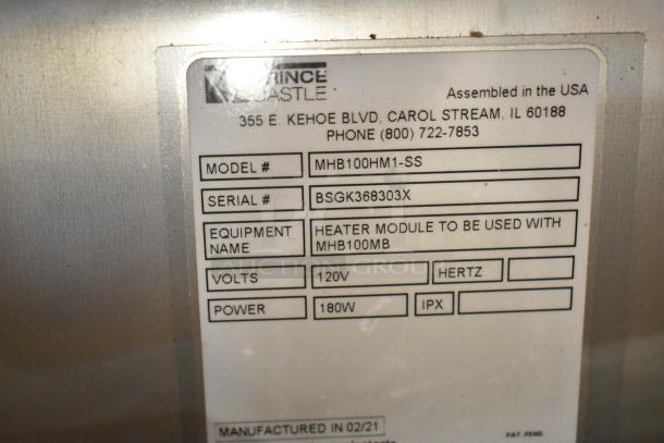 Prince Castle MHB100HM1-SS heater module, new, boxed, model label, serial BSGK368303X, 120V, 180W, for MHB100MB warmer.