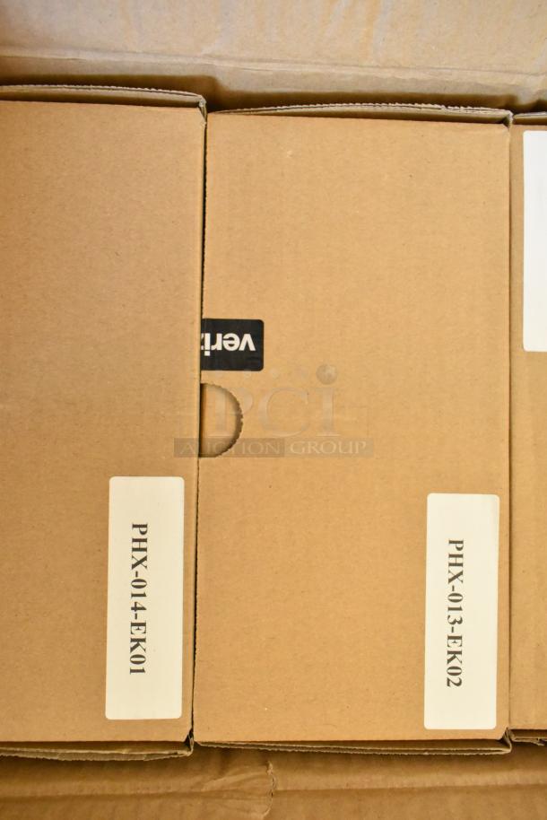 Brand new Verizon M5262 T41S IP Desk Phone boxed. Cardboard packaging shows labels "PHX-014-EK01" and "PHX-013-EK02".