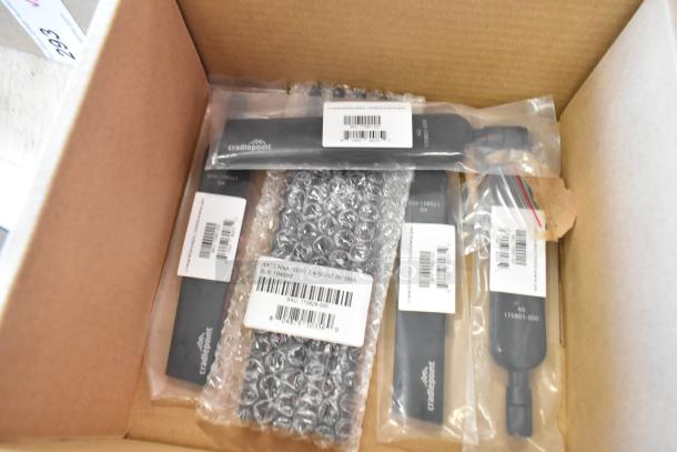 Brand new Cradlepoint Wi-Fi antenna in box, model SNU 170682-000. Includes labels and barcode. 2 items per bid.