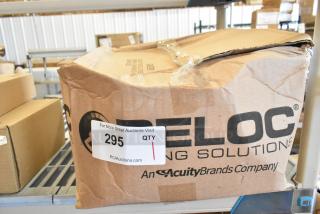 Brand new Reloc Fixture Cable in original box; box has a visible dent. Acuity Brands logo printed. Auction label visible.