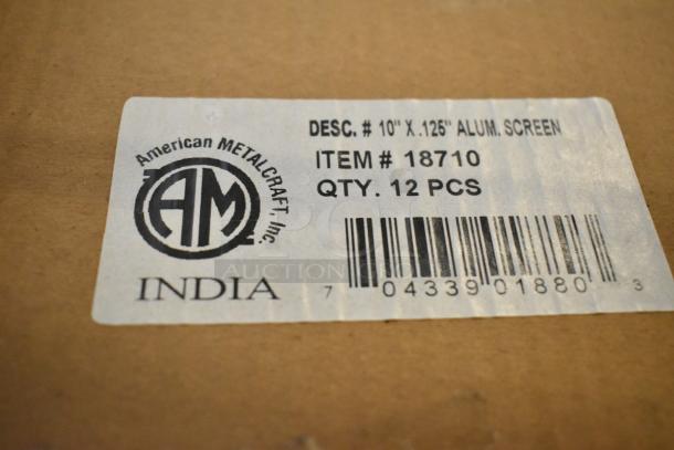 American Metalcraft Aluminum Screen Box, Item #18710, 10" x .125", 12 pieces. Brand new with packaging label visible.