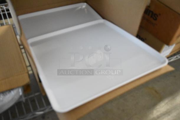 Three brand new, boxed items: Sonoco AccuSalt assembly, American Metalcraft aluminum screen, and white plates.