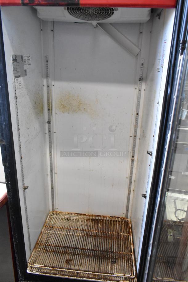Imbera G319 metal commercial single door cooler with visible internal wear and rust on wire shelving. 115V, 1 phase.