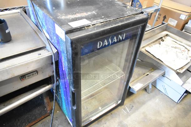 Imbera VR06 metal commercial mini single-door cooler, Dasani label, used condition, 115V, 1 Phase.