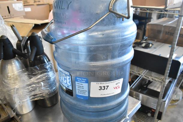 San Jamar ice bucket, whipped cream dispensers, and kitchen tools. Includes QTY 6, new condition, with auction tag.