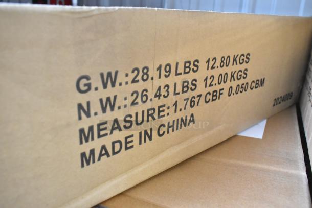 Box of B0B3CCQKHR wire shelf set, new condition. Box markings show weight and measurements. Made in China.
