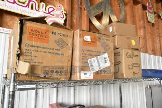 5 BRAND NEW! Boxes Including World Centric Pizza Boxes, Choice Plastic 2 oz Portion Cups. 5 Times Your Bid! - Item #1208058
