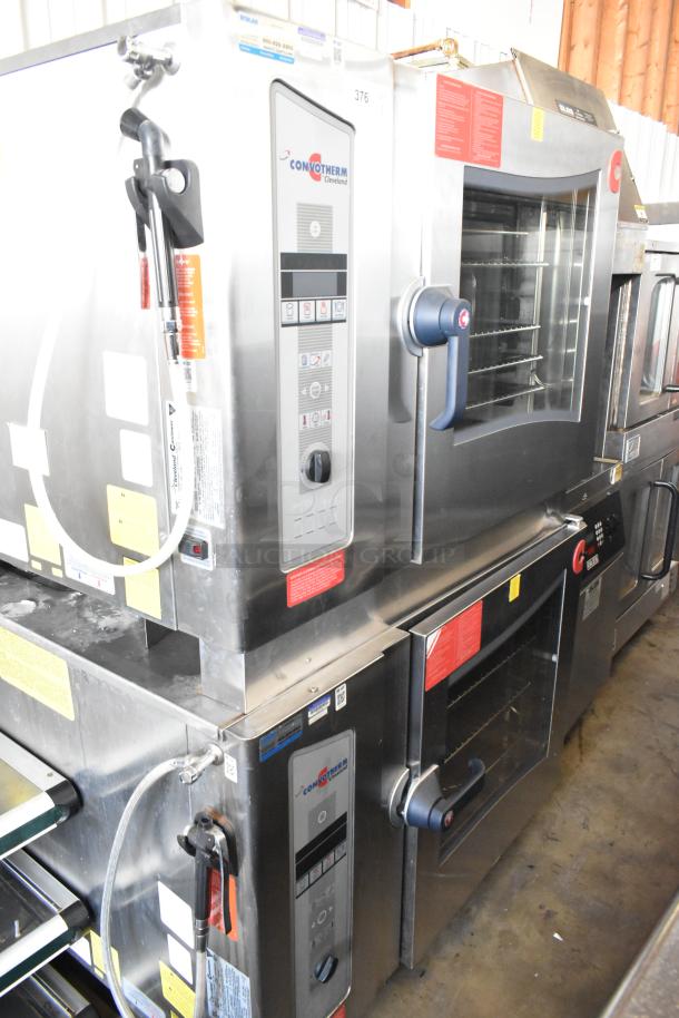 Convotherm OGB-6.20 stainless steel combi convection oven, natural gas, 68,200 BTU, dual units, control panel visible.