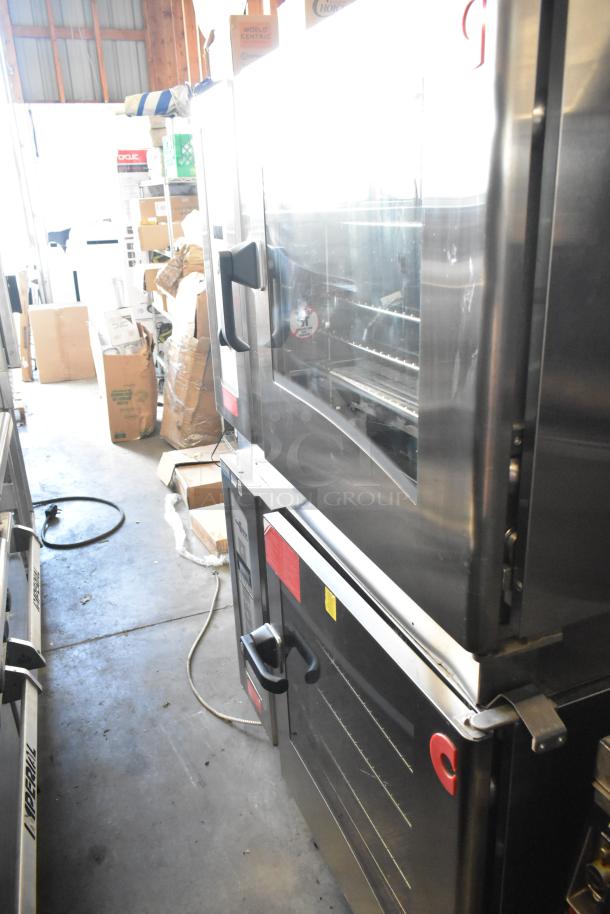 2 Convotherm OGB-6.20 stainless steel combi convection ovens, natural gas, 68,200 BTU, commercial use, excellent condition.