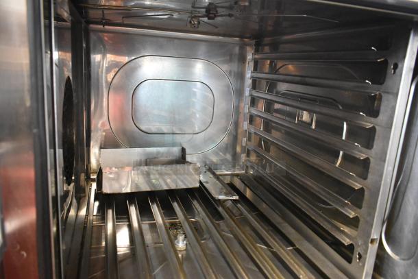 Convotherm OGB-6.20 stainless steel combi convection oven interior, natural gas, 68,200 BTU, commercial grade.