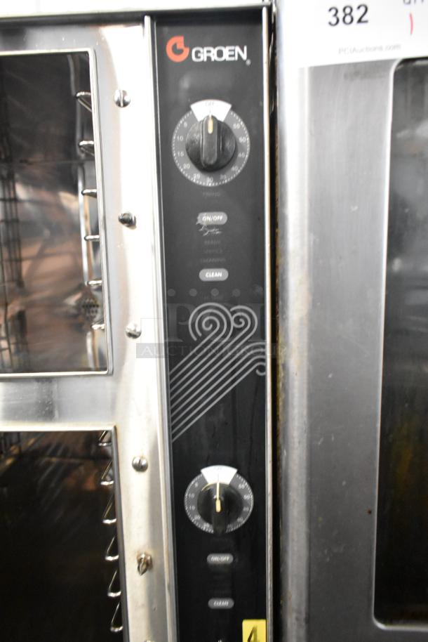 Groen HyPer Steam Commercial 2 Deck Steam Cabinet, stainless steel, visible dials, in good condition.