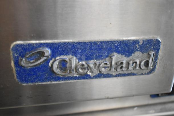 Cleveland SteamCraft Ultra 3 commercial steam cabinet, stainless steel, single deck, mounted on stand. Visible brand label.