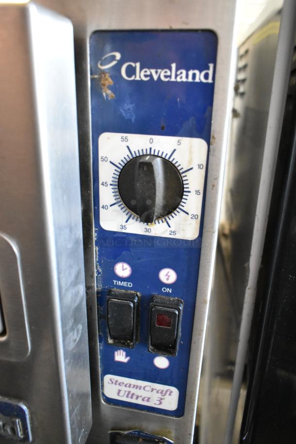 Cleveland SteamCraft Ultra 3 stainless steel steam cabinet control panel with timer and on switch, used condition.