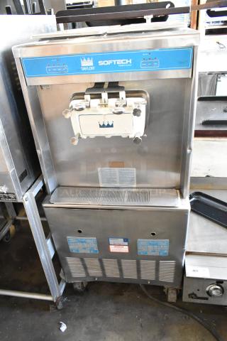 Taylor 754-27 Stainless Steel Commercial Floor Style 2 Flavor w/ Twist Soft Serve Ice Cream Machine on Commercial Casters. 208-230 Volts, 1 Phase. - Item #1208089