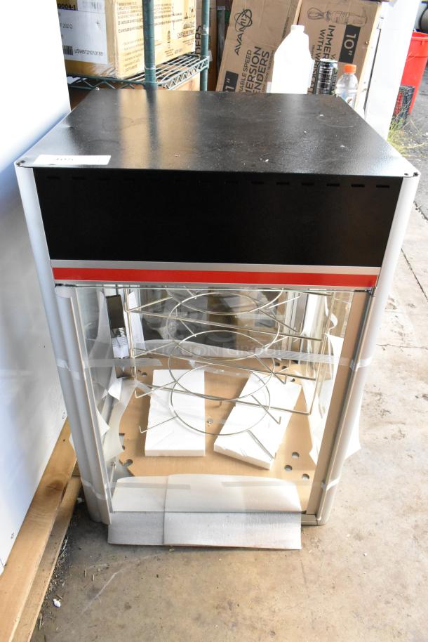BRAND NEW Hatco FSDT-2 Flav-R-Savor Tall Display Cabinet, two doors, four-tier circle rack, minor scratches, 120V.