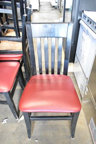 14 Black Dining Height Chair w/ Red Seat Cushion. 14 Times Your Bid! - Item #1208099