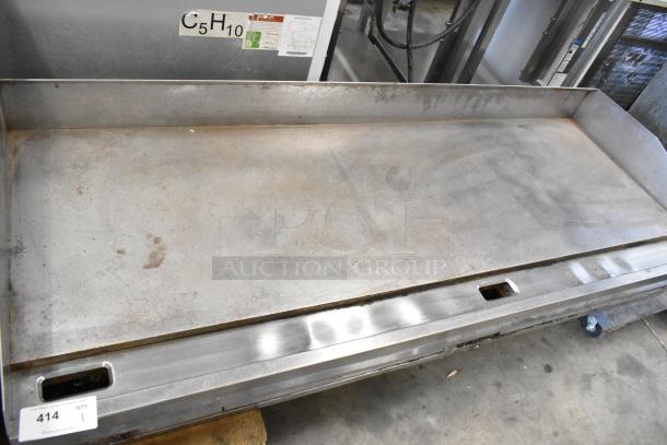 Lang Star 172T stainless steel commercial flat top griddle, electric, 208-240 volts, well-used condition, model visible.