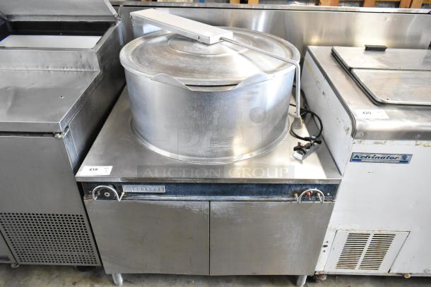 Garland KT40S-M 40 Gallon Stainless Steel Steam Kettle, commercial use, floor style, visible label and control panel, good condition.