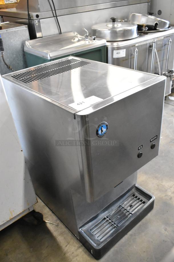 Hoshizaki DCM-270BAH stainless steel ice maker and water dispenser, 8.8 lb storage, 115V, commercial countertop model.